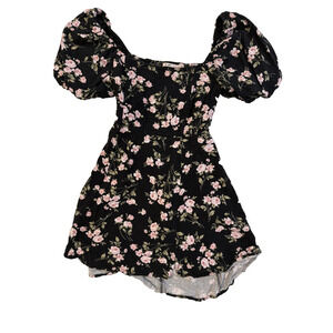 Ms Ann Off Shoulder Romper Womens SM Puff Sleeve Cottagecore Floral Jumpsuit